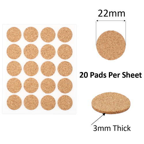 22mm Round Self Adhesive Cork Pads Ideal For Furniture & Also For Table & Chair Legs